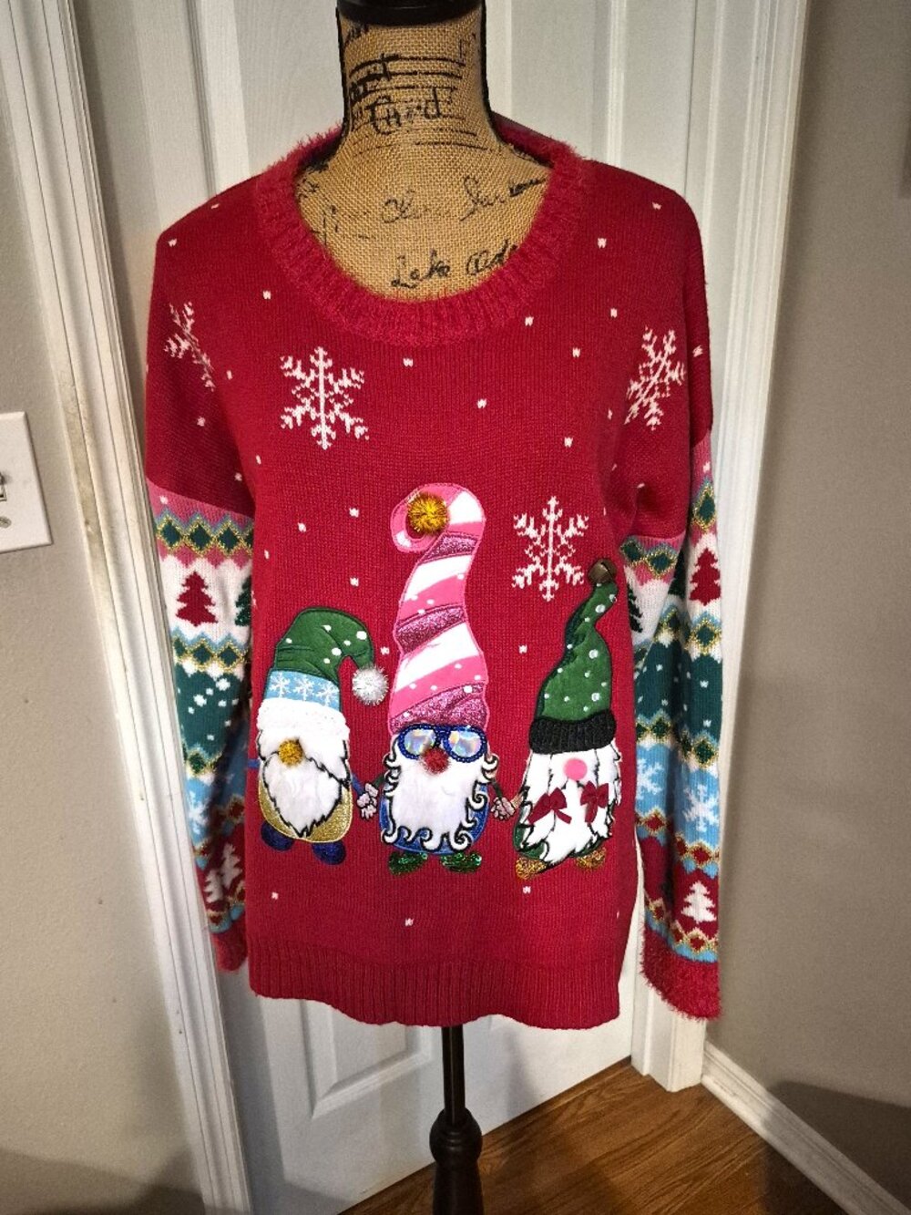 Gnome Christmas Red Sweater by Celebrate Together NWT XL
